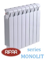 Секционный биметаллический радиатор отопления Rifar Monolit 500×5 секций
